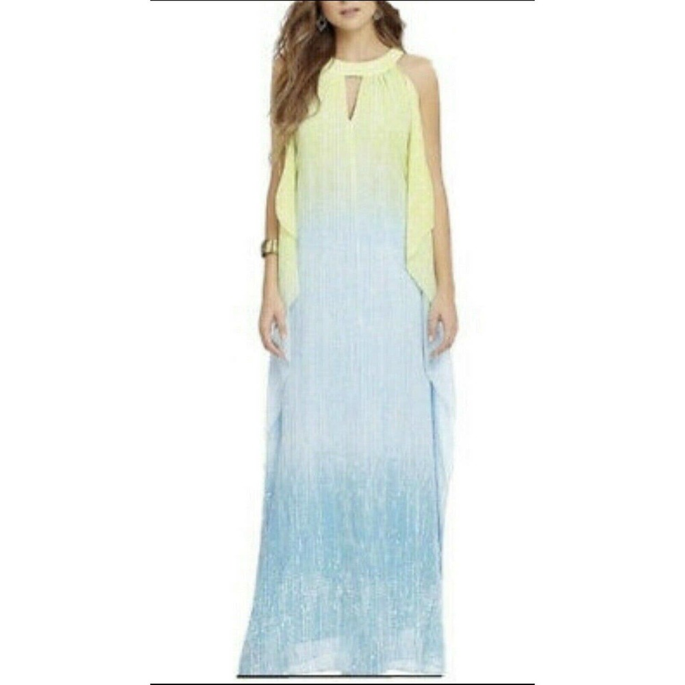 $239 BELLE BADGLEY MISCHKA Ombre Maxi Halter Gown Dress Designer Sold Out 6
